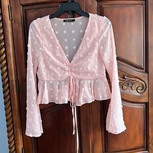 Double Crazy pink flower top- size S